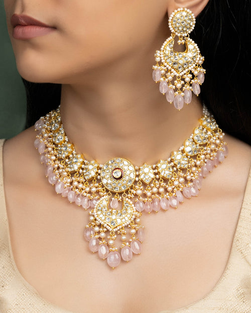 Anita Necklace And Dinika Chandbalis Polki Set