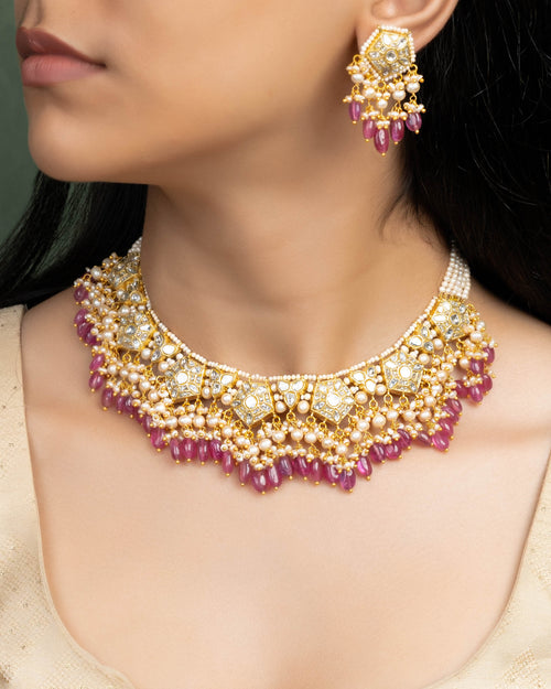 Prakruti Necklace And Nirali Tops Polki Set