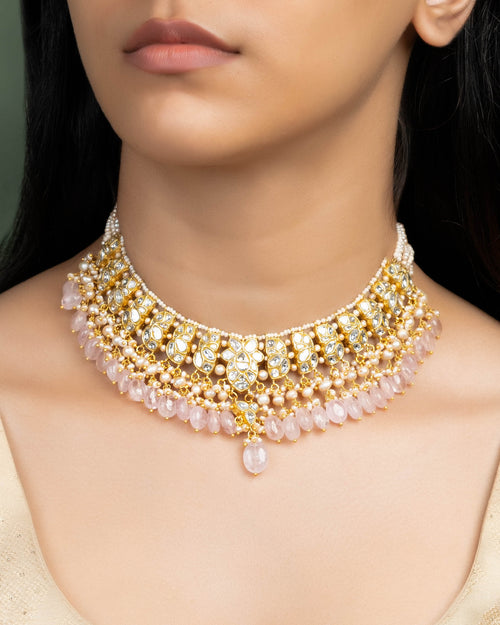 Smitha Necklace And Latika Tops Polki Set