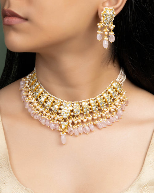 Smitha Necklace And Latika Tops Polki Set