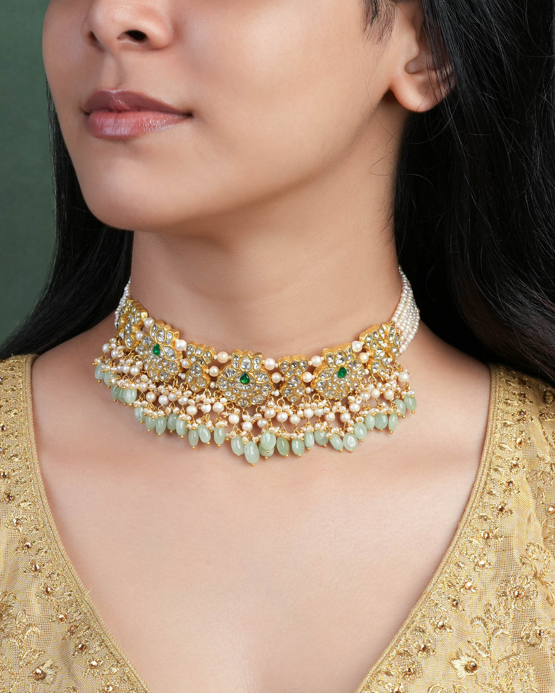 Aparna Choker And Noor Long Earrings Polki Set