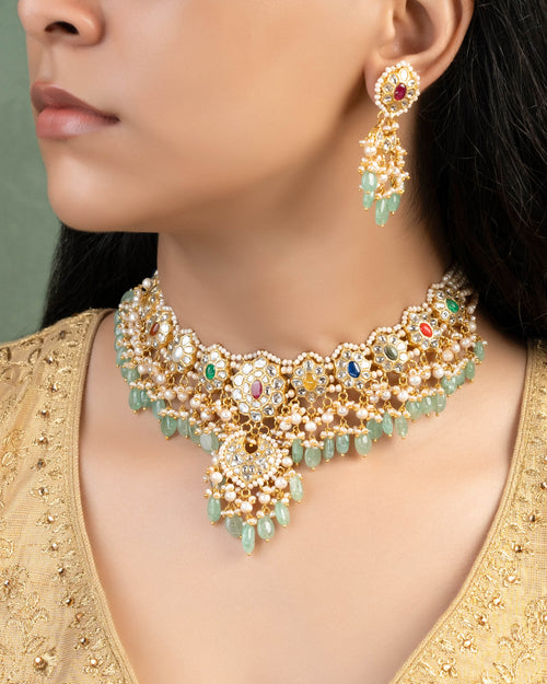 Anshula Polki Long Earrings