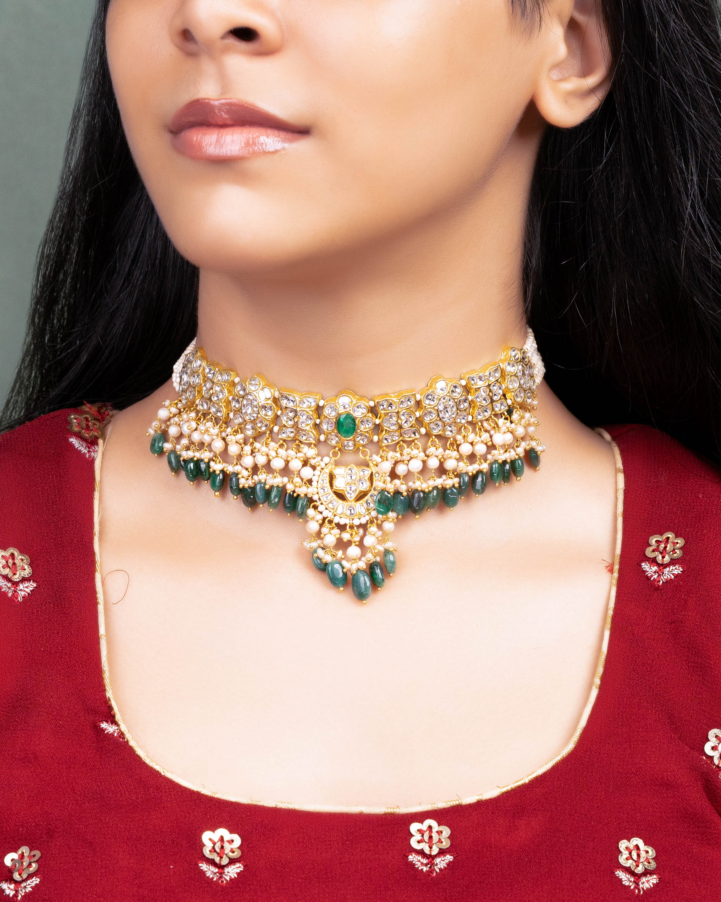 Pratiksha Choker And Reshma Chandbalis Polki Set