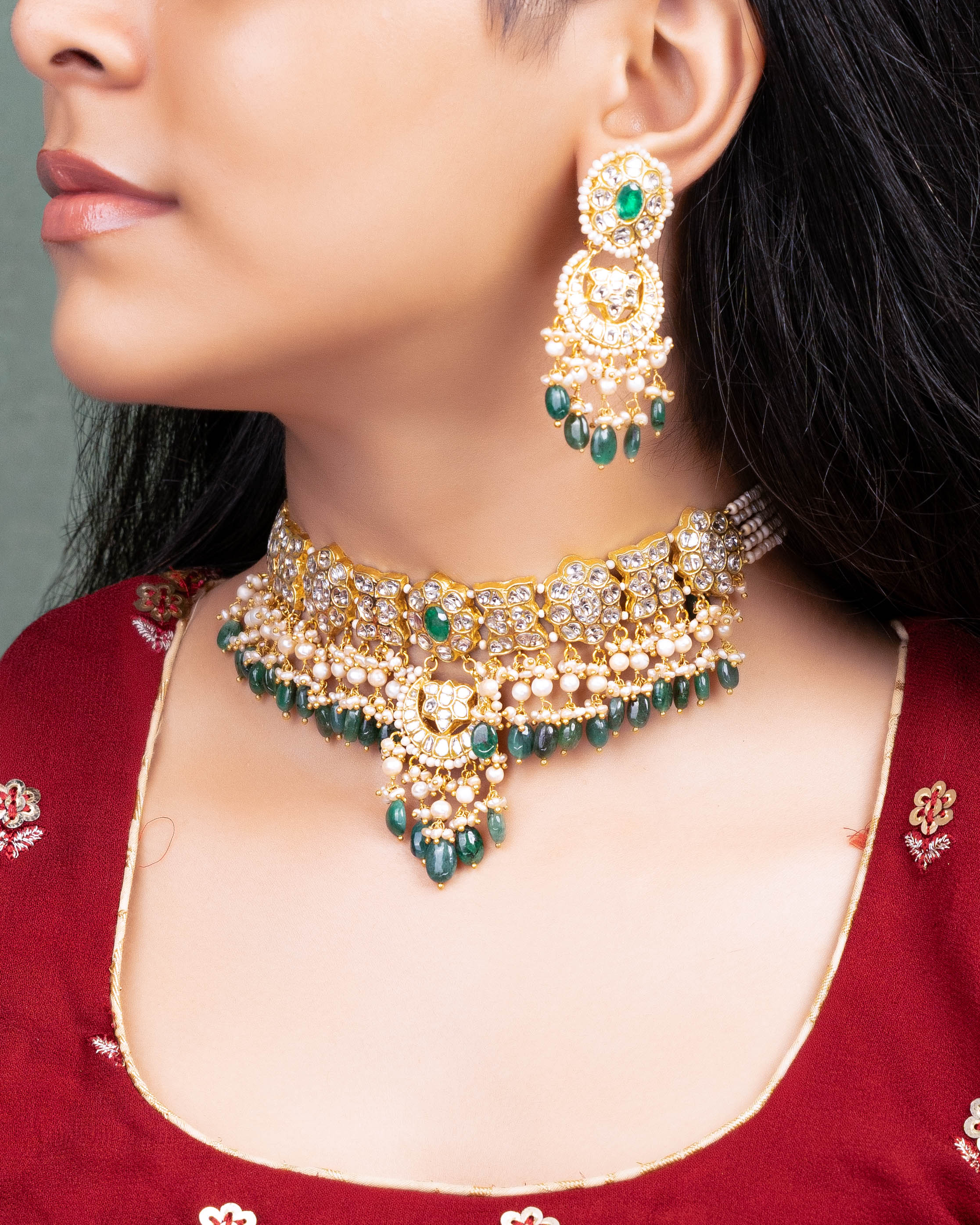 Pratiksha Choker And Reshma Chandbalis Polki Set