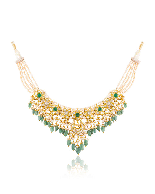 Anushi Necklace And Swastika Tops Polki Set