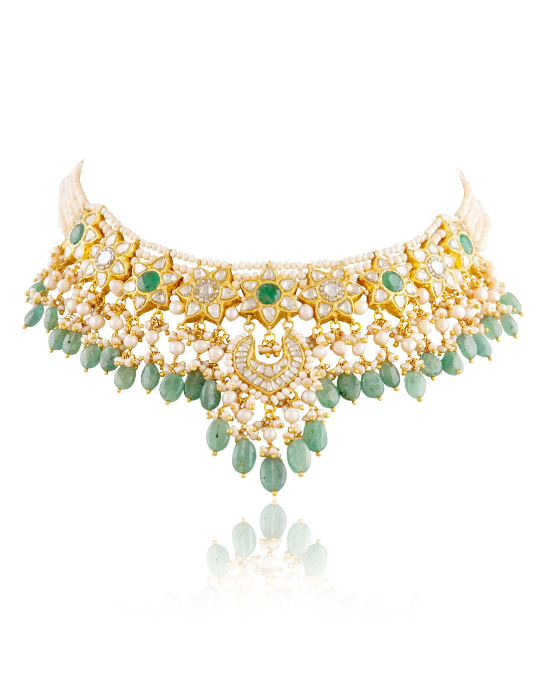 Anushi Necklace And Swastika Tops Polki Set