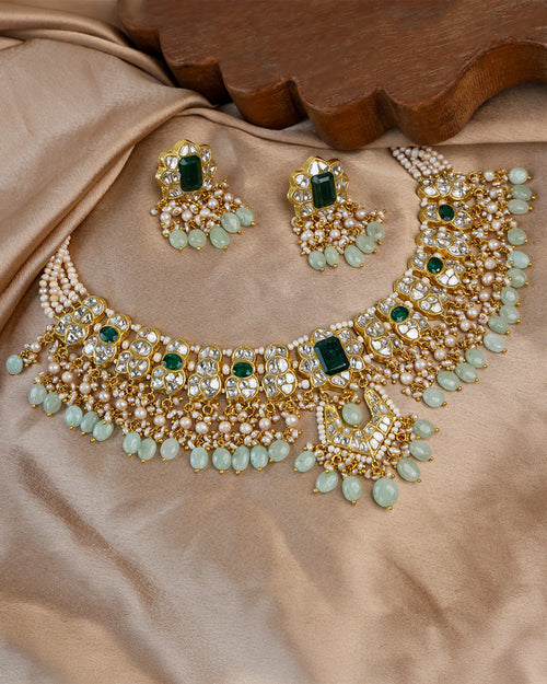 Rubya Necklace And Rabia Tops Polki Set