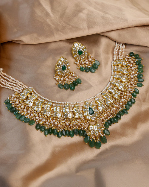Adhira Necklace And Sunita Tops Polki Set
