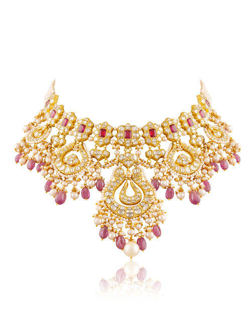 Tanvi Necklace And Radhika Chandbalis Polki Set