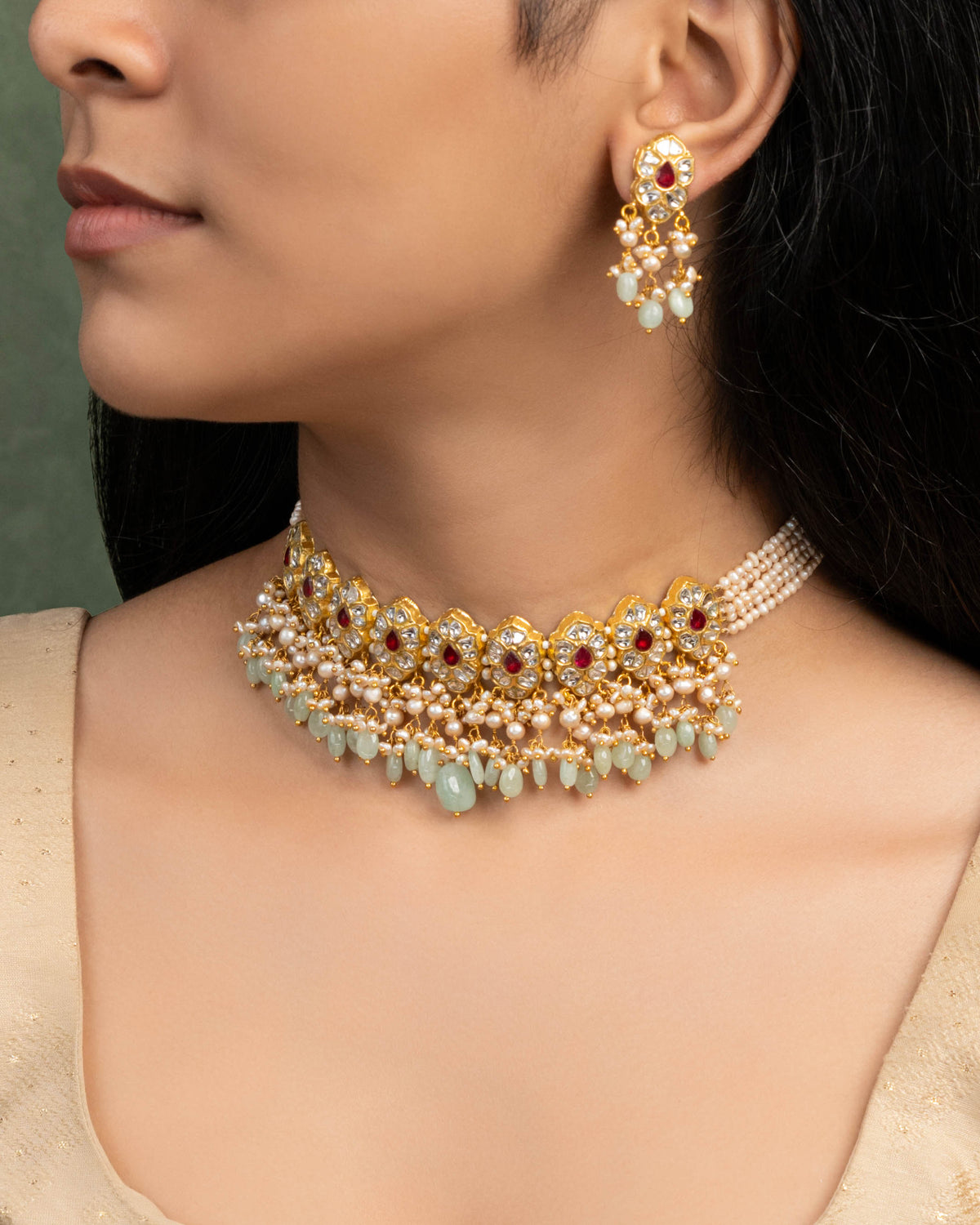Simmy Choker And Siddhi Tops Polki Set