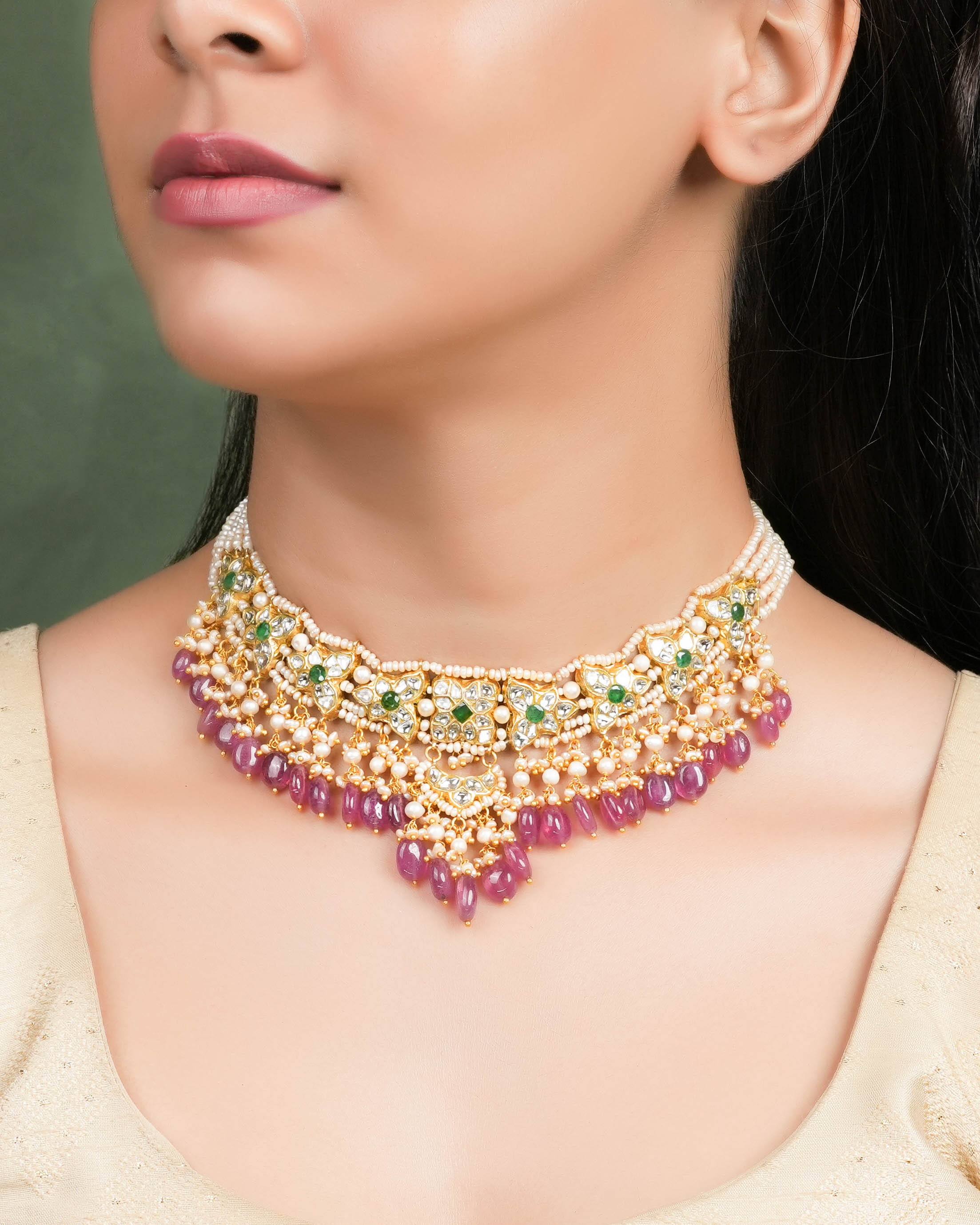 Mira Necklace And Aradhna Chandbalis Polki Set