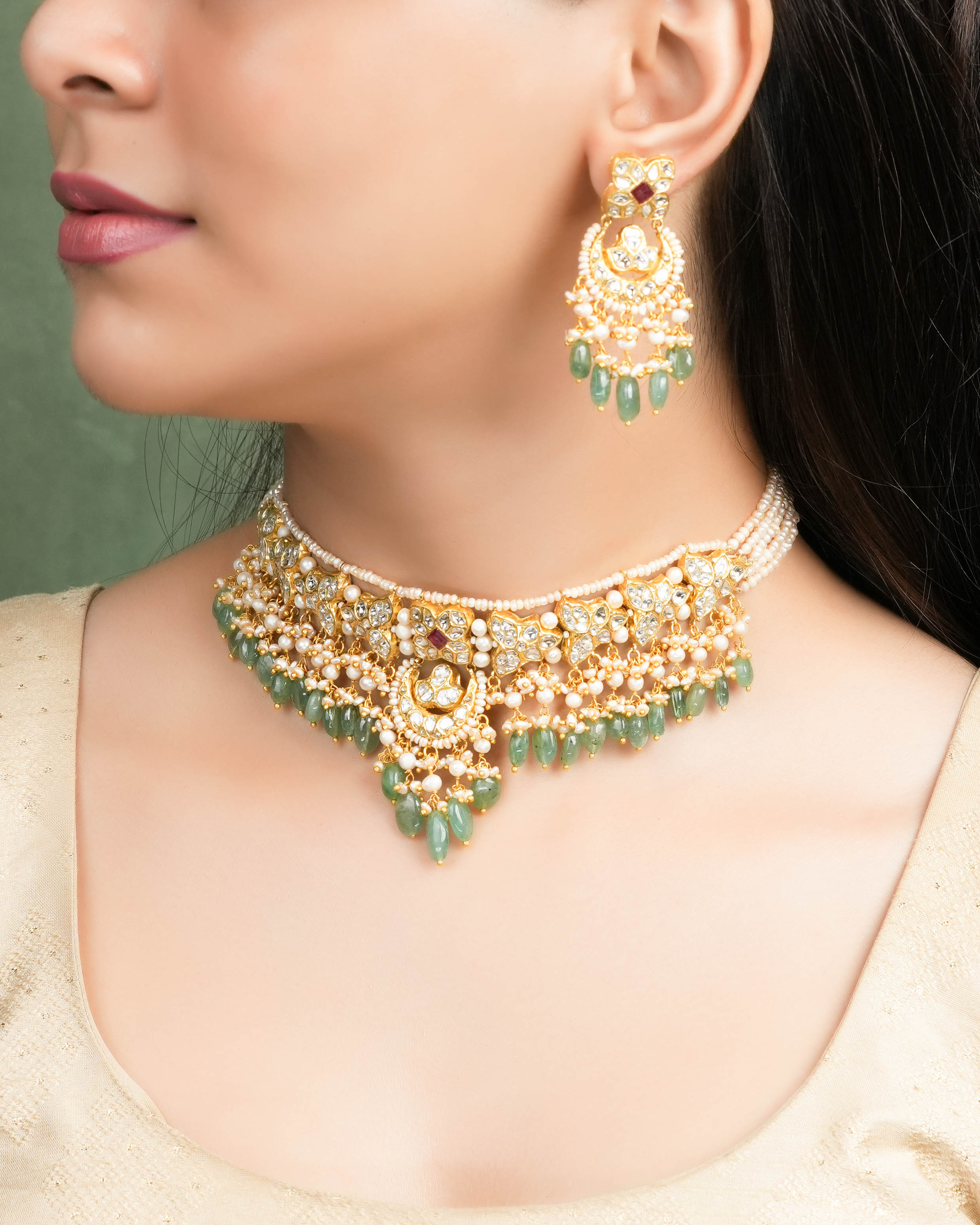 Zarin Choker And Naisha Chandbalis Polki Set