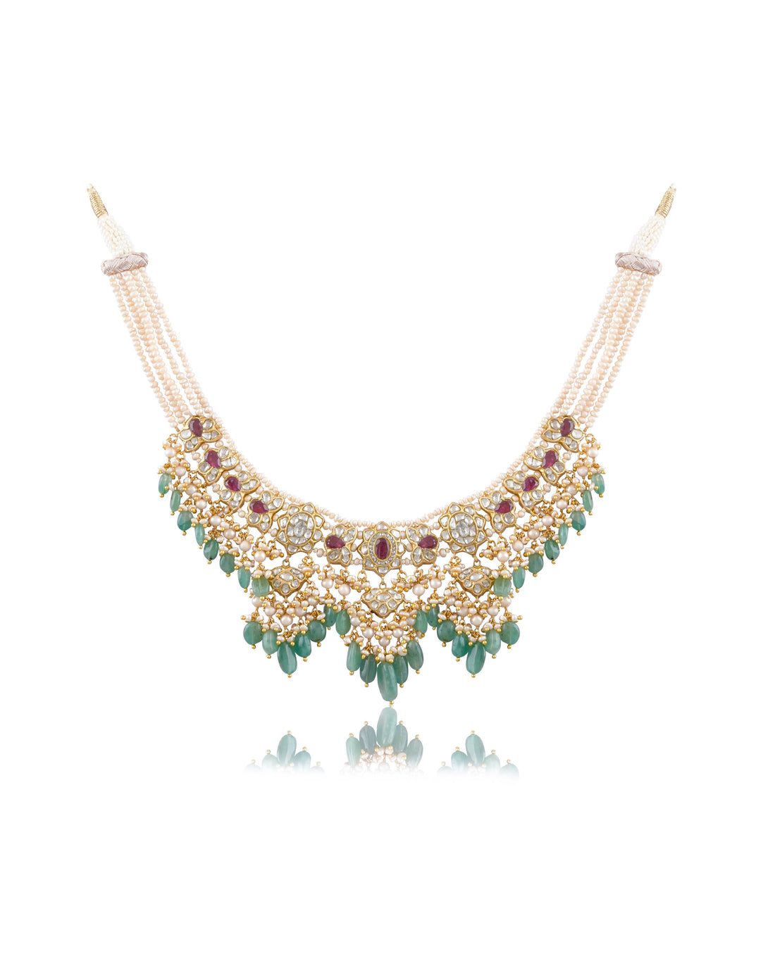 Mayuri Necklace And Vinaika Long Earrings Polki Set