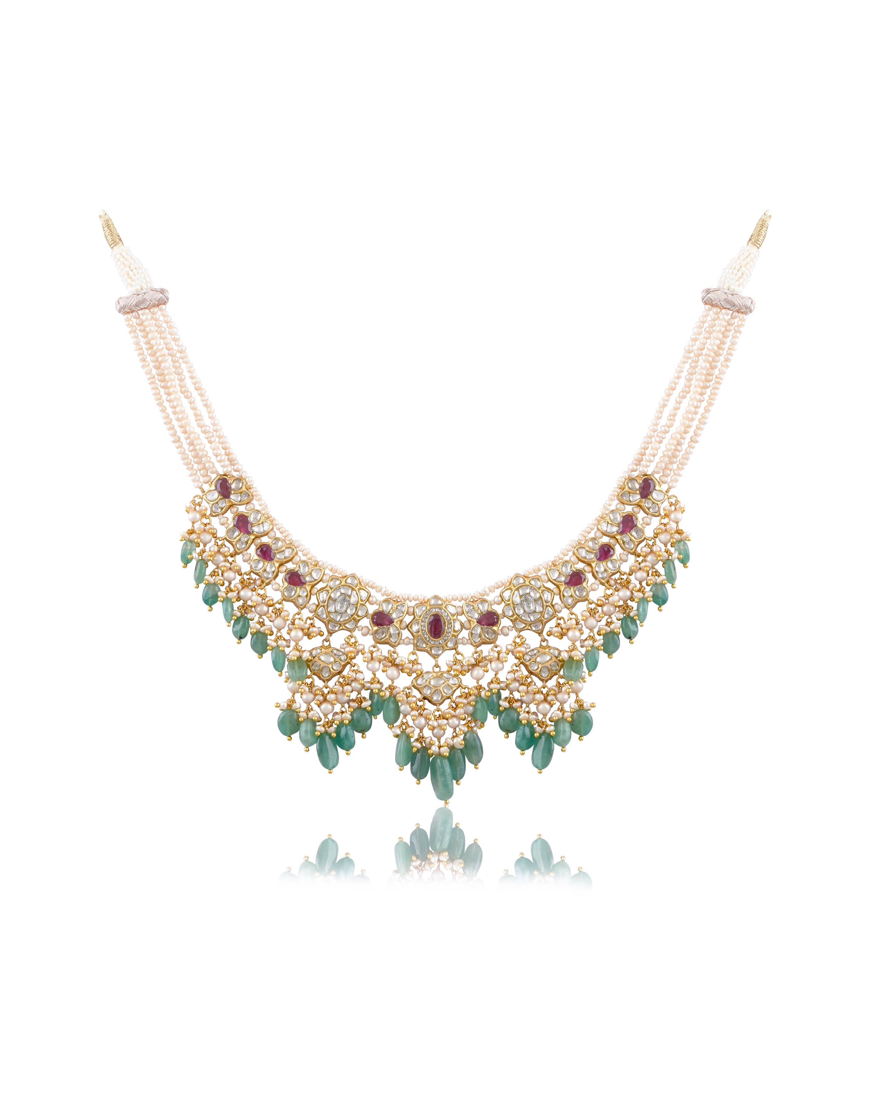 Mayuri Necklace And Vinaika Long Earrings Polki Set