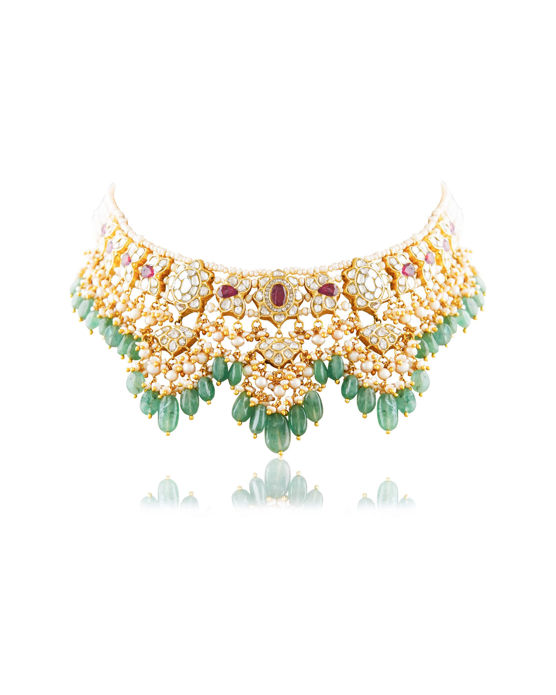 Mayuri Necklace And Vinaika Long Earrings Polki Set