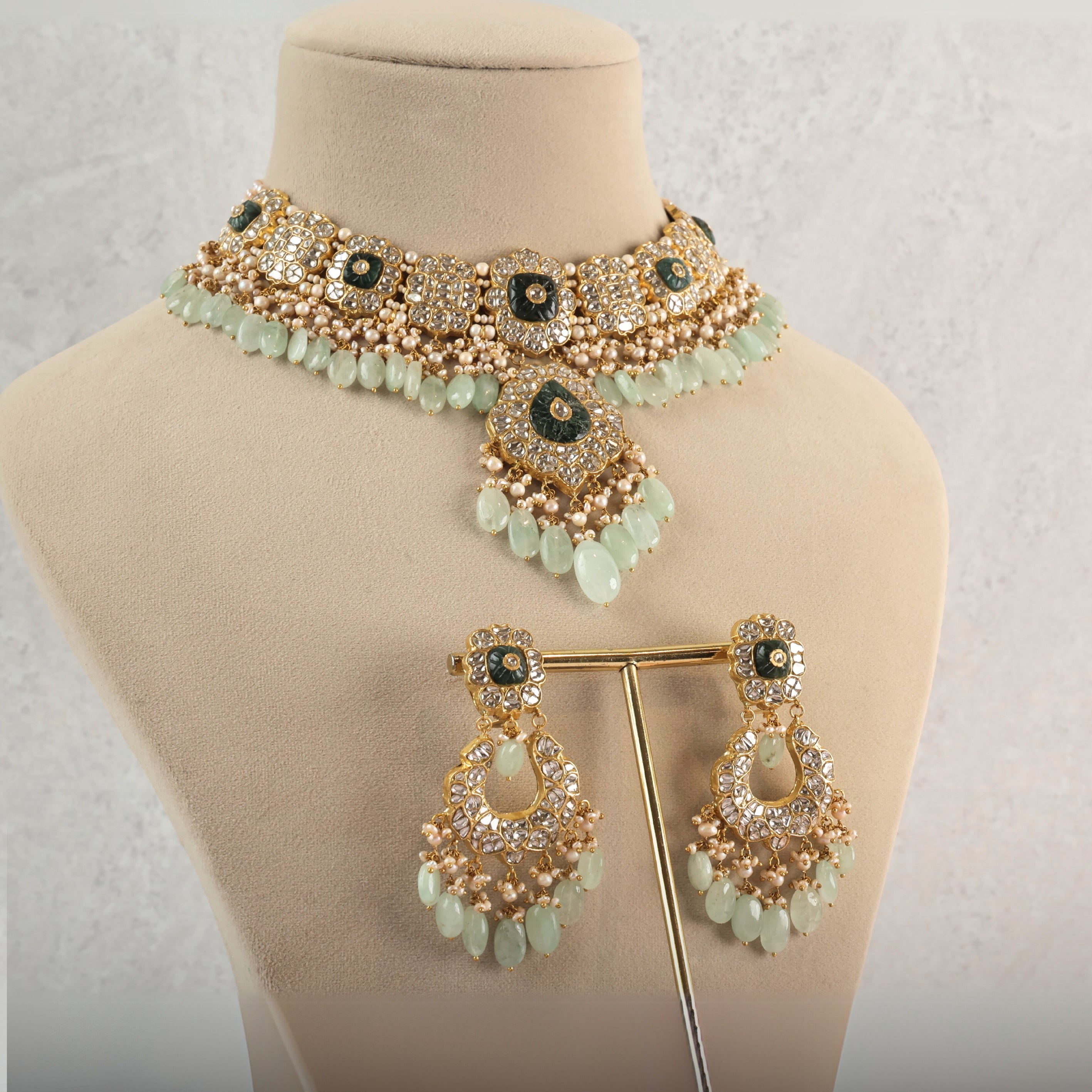 Zinal Necklace And Kajal Chandbalis Polki Set