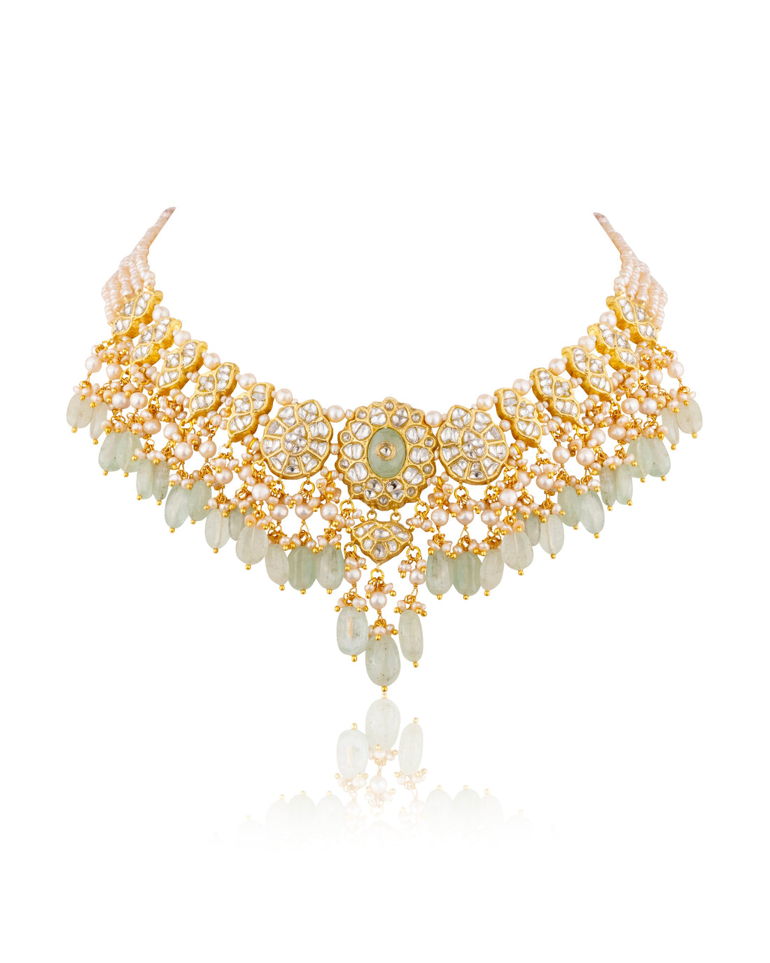 Vaidahi Necklace And Amaya Long Earrings Polki Set