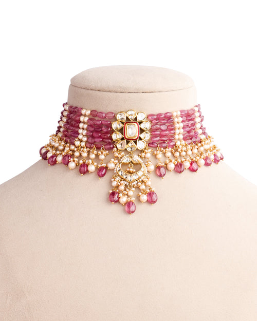 Zeenal Polki Bead Choker