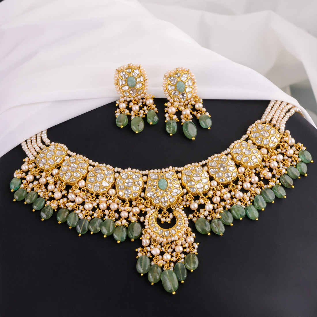 Naina Necklace And Haitvi Tops Polki Set