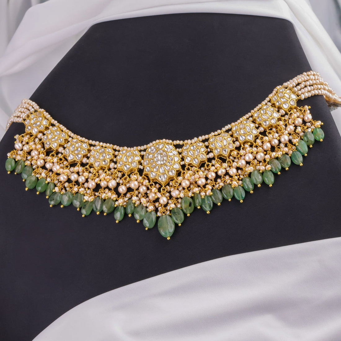 Naitya Necklace And Hanisha Tops Polki Set