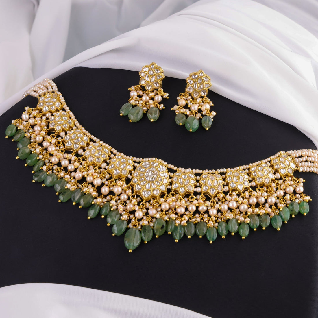 Naitya Necklace And Hanisha Tops Polki Set