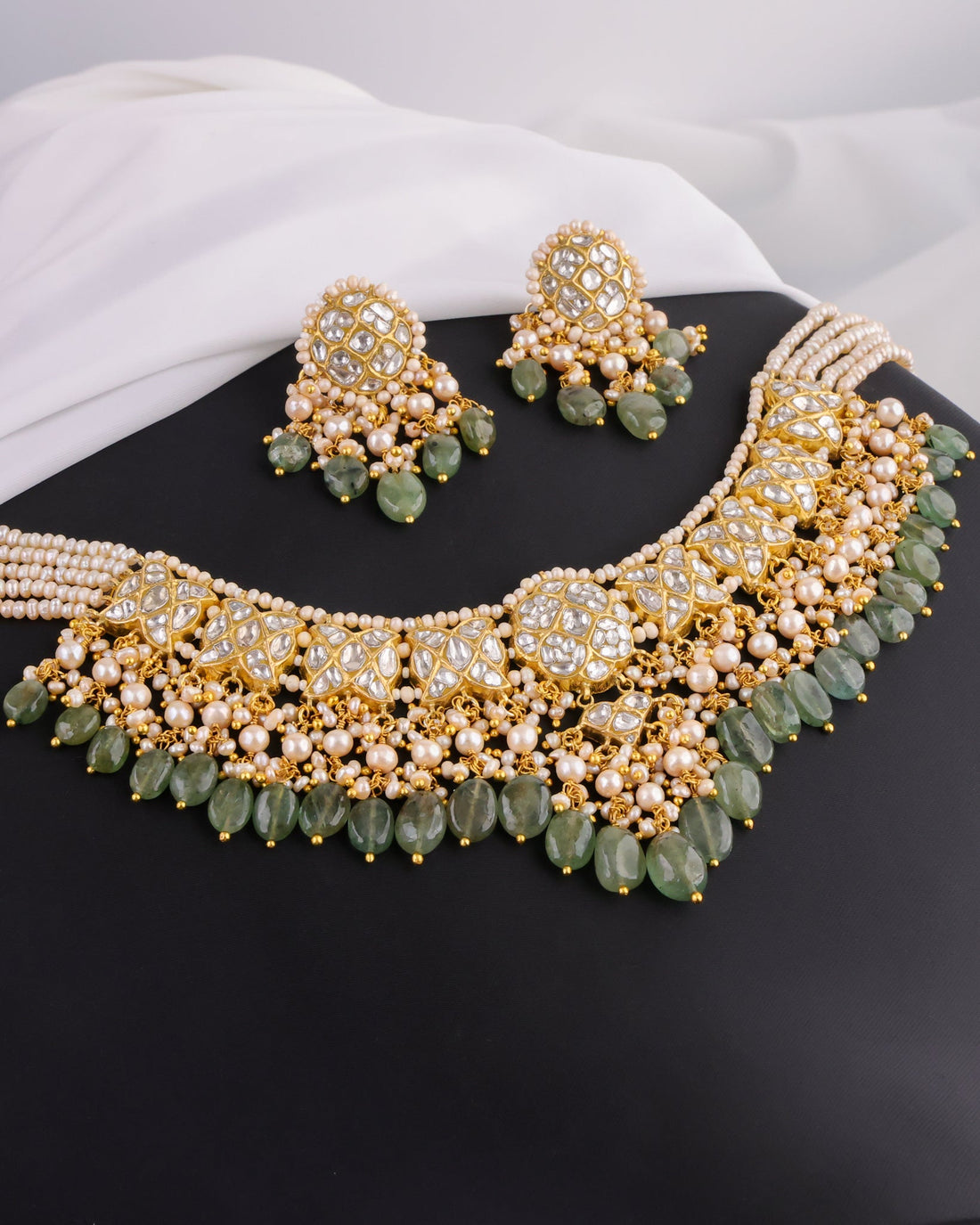 Nazlin Necklace And Haarshini Tops Polki Set