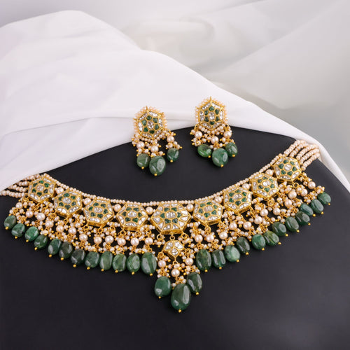 Navyata Necklace And Hezal Tops Polki Set