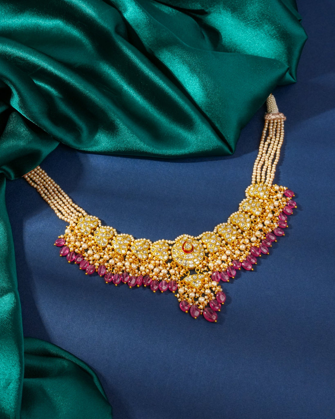 Krisha Necklace And Easha Tops Polki Set