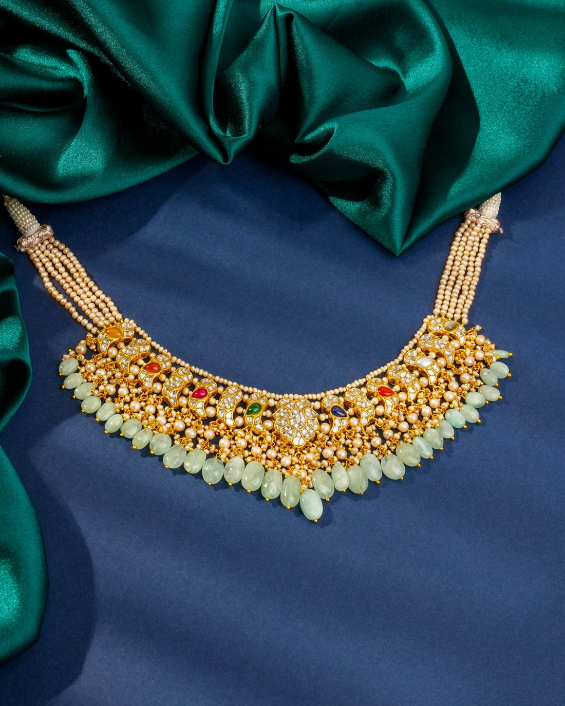 Kaustubhi Necklace And Ditivi Tops Polki Set