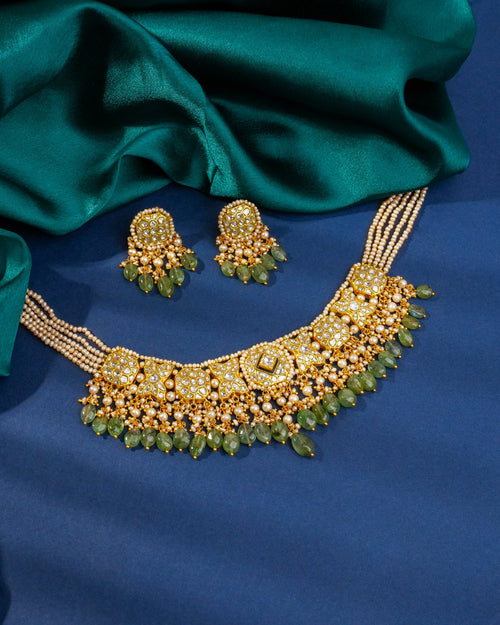 Pakkhi Necklace And Kaamil Tops Polki Set