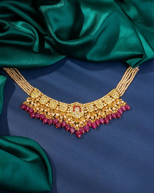 Kirti Necklace And Eakta Long Earrings Polki Set