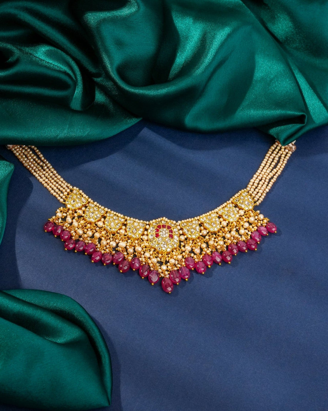 Kirti Necklace And Eakta Long Earrings Polki Set