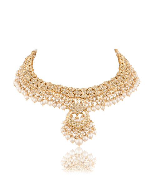 Calira Necklace And Auralie Chandbalis Polki Set