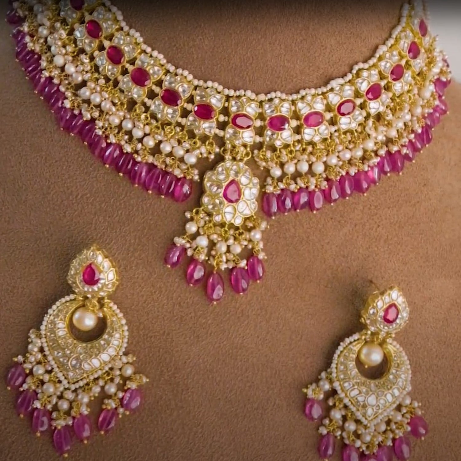 Shilpa Necklace And Malvika Chandbalis Polki Set