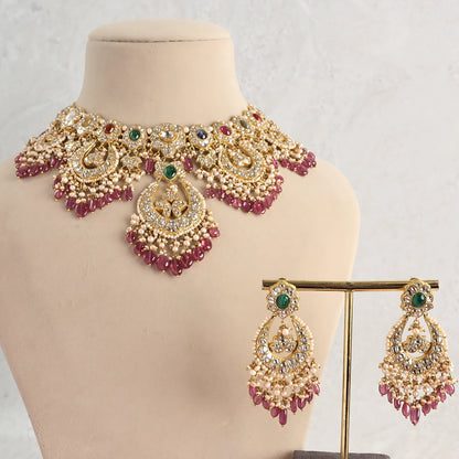 Liba Necklace And Niyati Chandbalis Polki Set