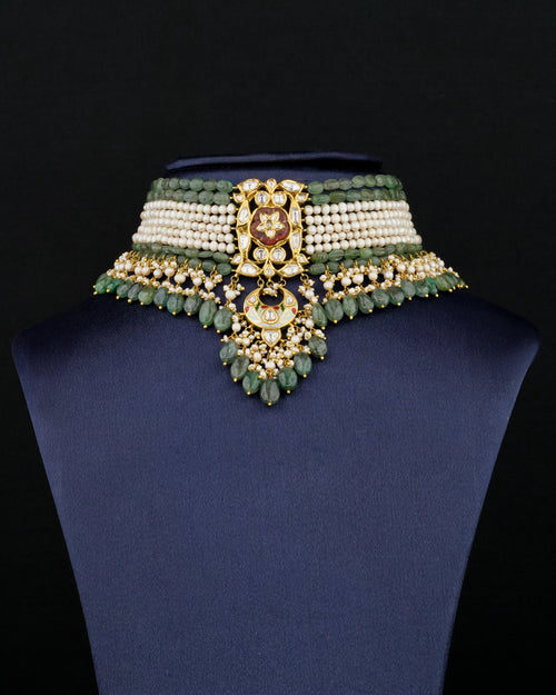 Zeeba Polki Bead Choker