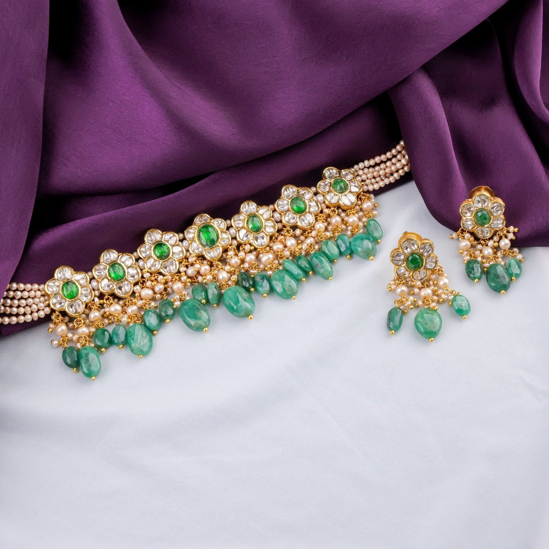 Pariksha Choker And Kaamiya Tops Polki Set