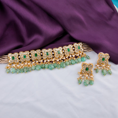 Parinita Choker And Karuna Tops Polki Set