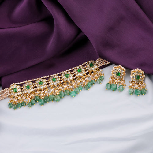 Matisha Choker And Girisa Tops Polki Set