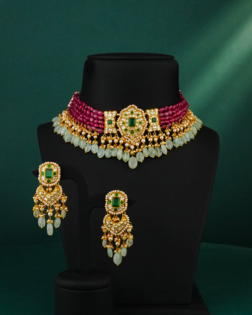 Usha Polki Long Earrings