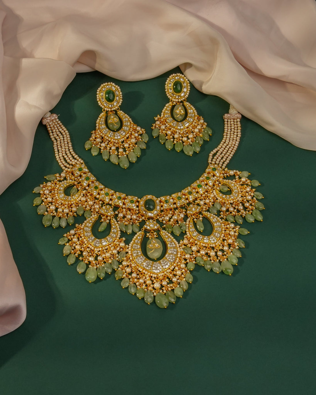 Dhruvi Necklace And Saniya Chandbalis Polki Set