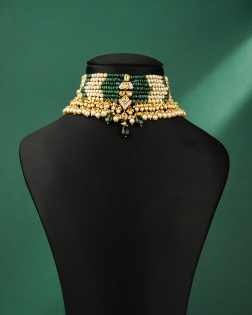 Indrakshi Polki And Diamond Bead Choker - NO ORDERS