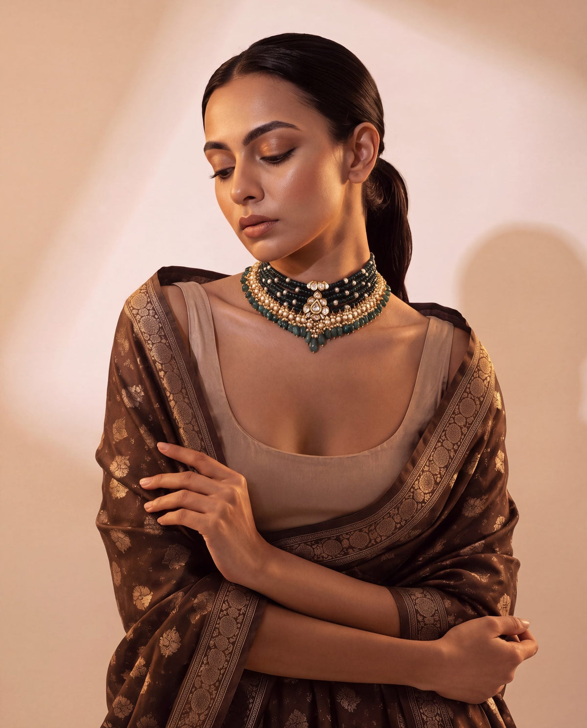 Gauri Polki And Diamond Bead Choker