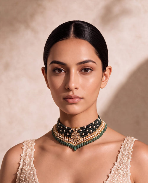 Utpala Polki And Diamond Bead Choker