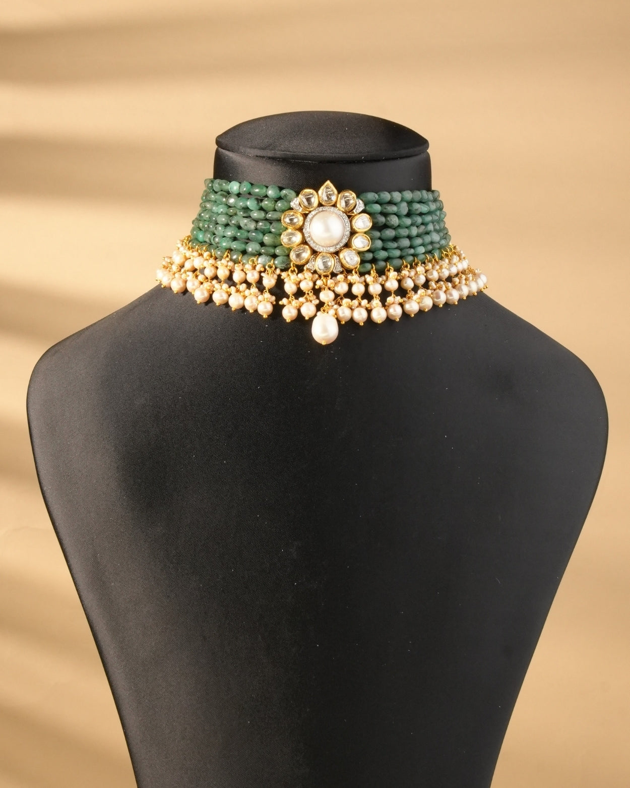 Neeraja Polki And Diamond Bead Choker