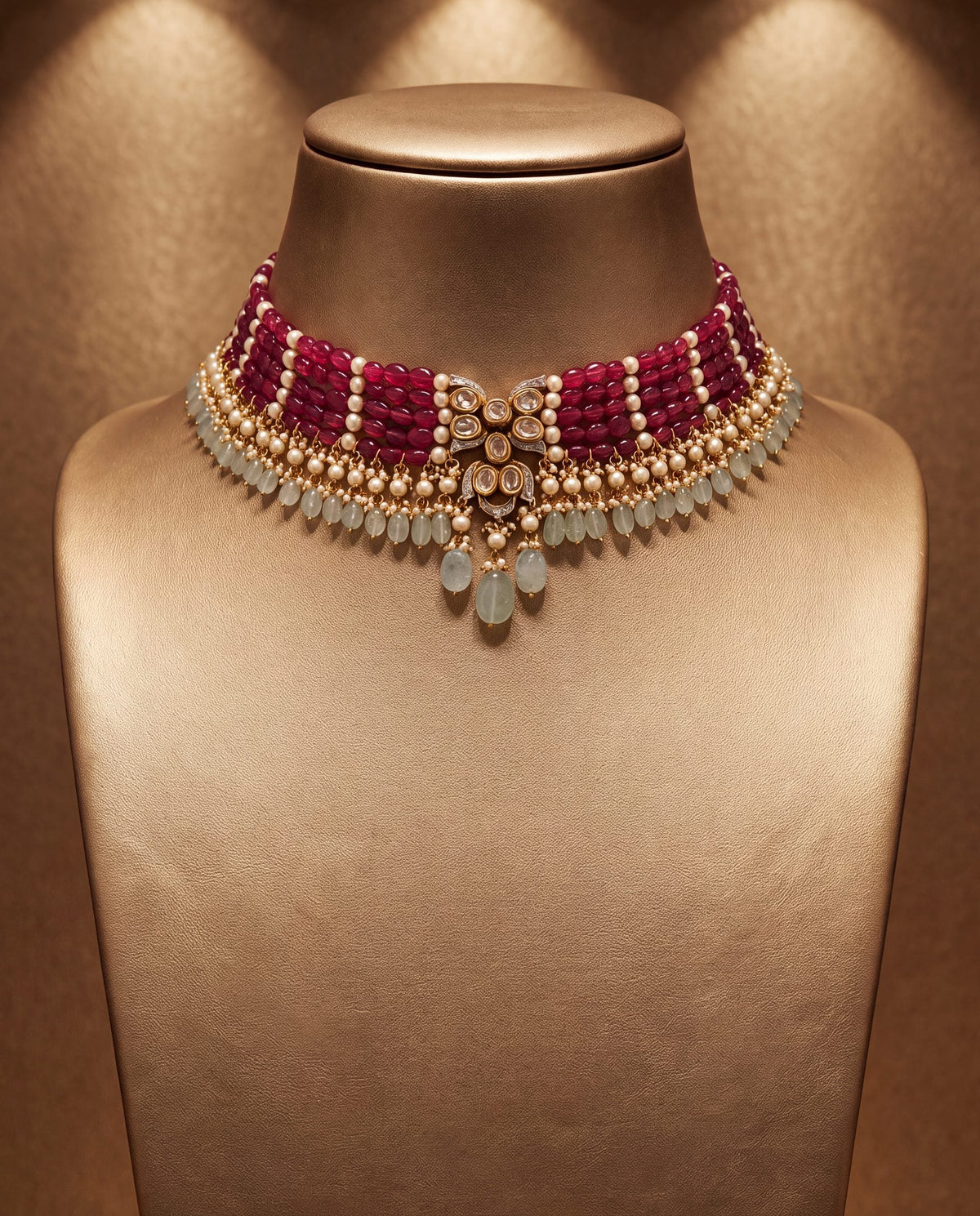 Vishaya Polki And Diamond Bead Choker