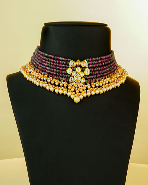Mriganka Polki And Diamond Bead Choker - NO ORDERS