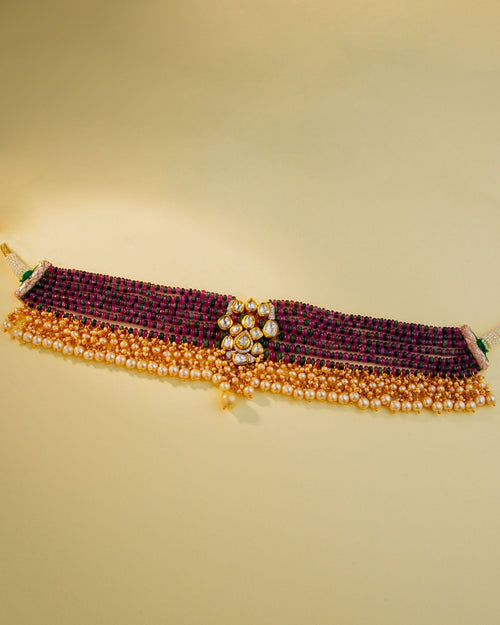 Mriganka Polki And Diamond Bead Choker - NO ORDERS