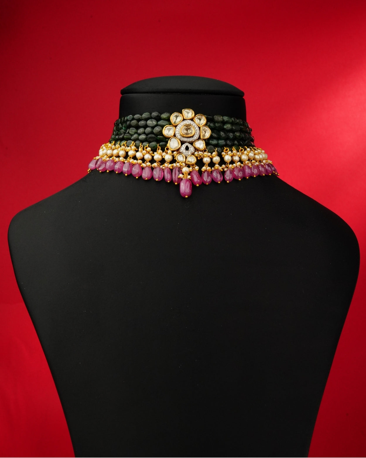 Nilambari Polki And Diamond Bead Choker