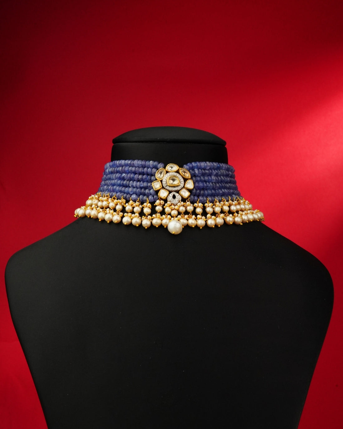 Aishi Polki And Diamond Bead Choker